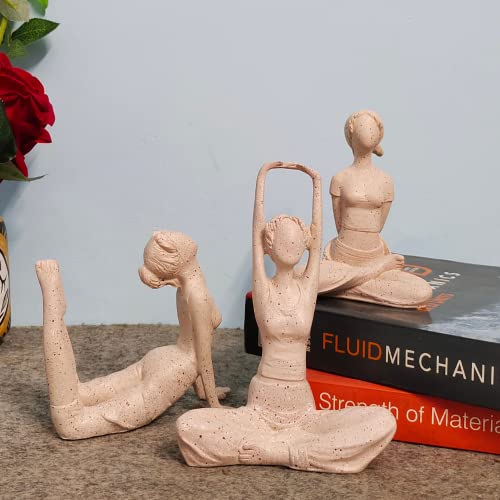 Mariner's Creation Premium Home Decor Showpiece- Set Of Three Modern Art Yoga Lady Showpiece Living Room | Home Decor Items | House Warming Gift 12X6X14.5Cm Material- Resin And Marble, Fantasy, Beige - Image 4