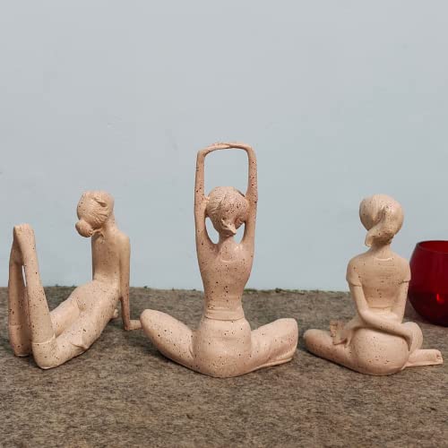 Mariner's Creation Premium Home Decor Showpiece- Set Of Three Modern Art Yoga Lady Showpiece Living Room | Home Decor Items | House Warming Gift 12X6X14.5Cm Material- Resin And Marble, Fantasy, Beige - Image 5