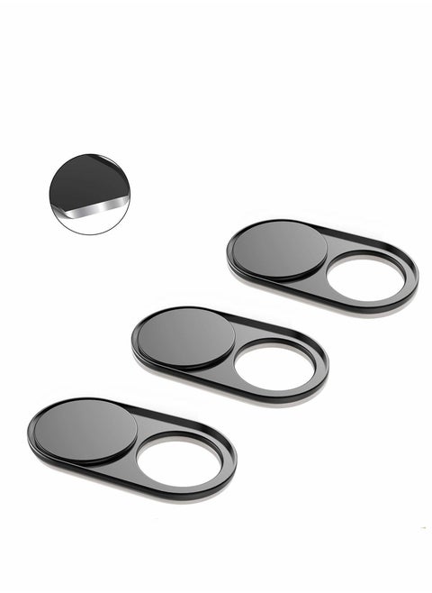 3Pcs Webcam Cover Slide 0.022in Ultra Thin Metal Magnet Web Camera for MacBook Pro Laptops Smartphone Mac PC Tablets Echo Spot Show Protecting Your Privacy Security Black