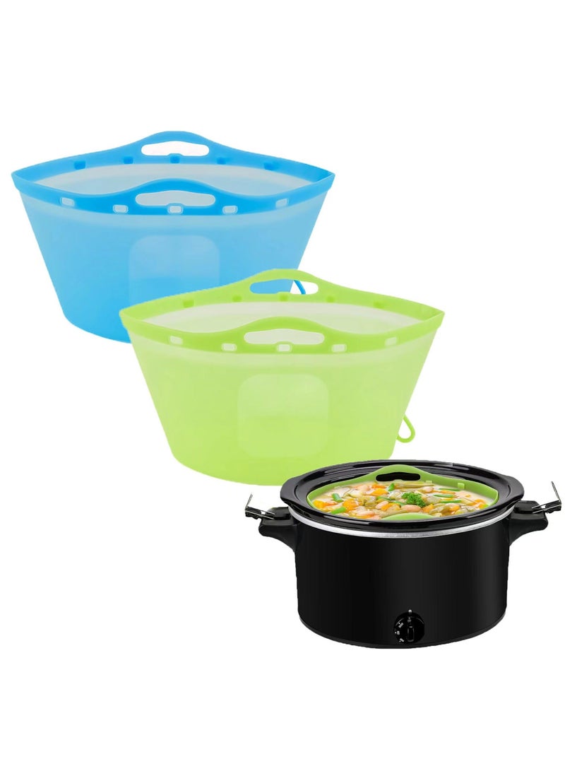 2 Pcs Silicone Slow Cooker Liners, for Crockpot Liners, Reusable Crock pot Divider Insert, with Buttons and Hooks, Leakproof & Easy Clean - Image 1