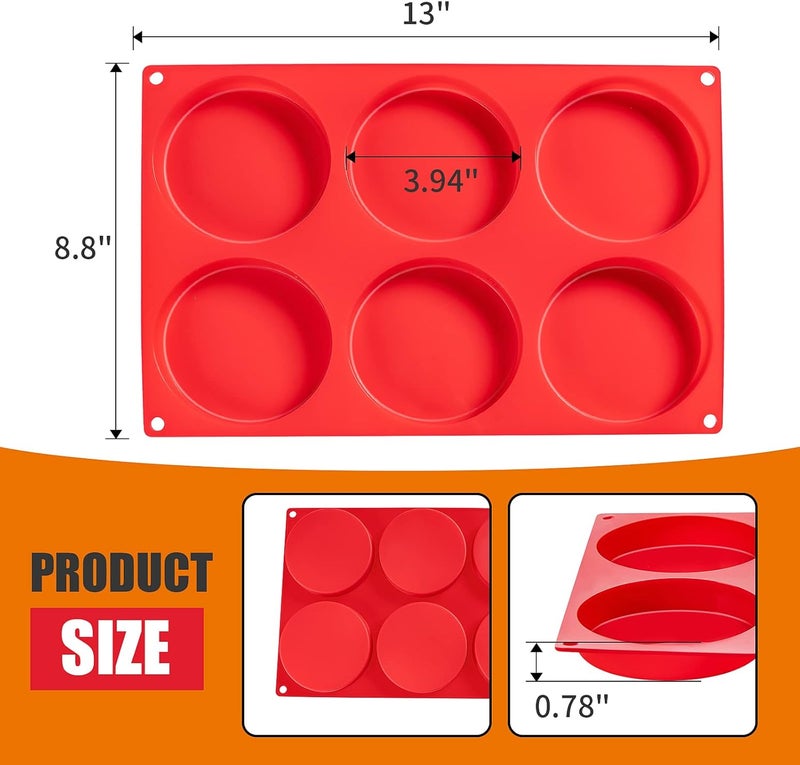 Dootafy Hamburger Bun Molds 2 Pack Silicone Baking Pans, 4 Inch Muffin Top Pan Egg Sandwish Mold Small Layer Cake Molds Round Disc Pan for Mini Cake, Jumbo Muffin Top, Bun, Custard, Tart, Resin Coaster - Image 4