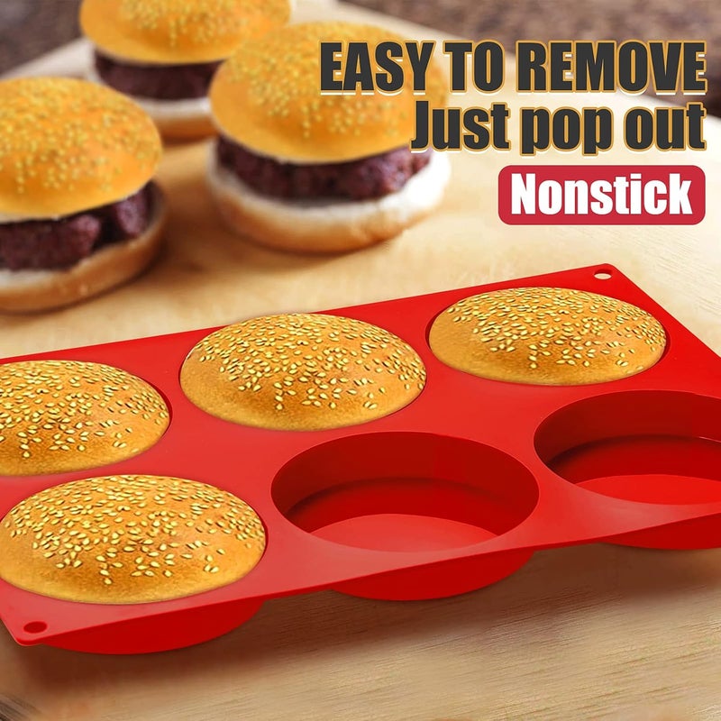 Dootafy Hamburger Bun Molds 2 Pack Silicone Baking Pans, 4 Inch Muffin Top Pan Egg Sandwish Mold Small Layer Cake Molds Round Disc Pan for Mini Cake, Jumbo Muffin Top, Bun, Custard, Tart, Resin Coaster - Image 3