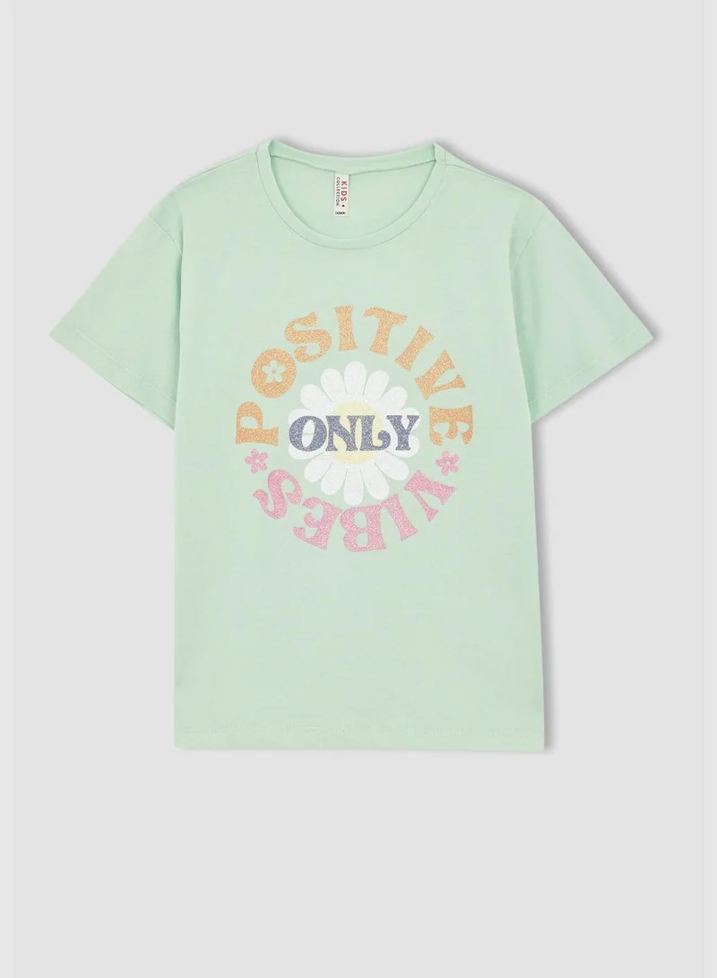DeFacto Regular Fit Short Sleeve Text Print T-Shirt