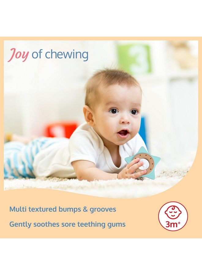 Luvlap عضاضة لوف لاب بيبي خفيفة الوزن من السيليكون مع حلقة داخلية من خشب الزان الطبيعي مصنوعة من السيليكون الآمن غذائيًا بنسبة 100% وسهلة الإمساك للأطفال من سن 3 أشهر فما فوق (أخضر فاتح) - Image 4