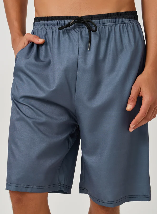 Styli Styli Solid Regular Fit Swim Shorts with Contrast Waistband