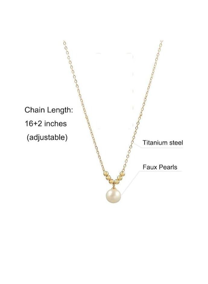 DUNISO Pearl Necklace gold  Choker Necklace gold Choker Chain Pearl Pendant Necklace Simple Necklace Chain Jewelry for Women Teen Girls  - Image 3