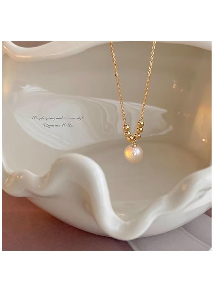 DUNISO Pearl Necklace gold  Choker Necklace gold Choker Chain Pearl Pendant Necklace Simple Necklace Chain Jewelry for Women Teen Girls  - Image 4