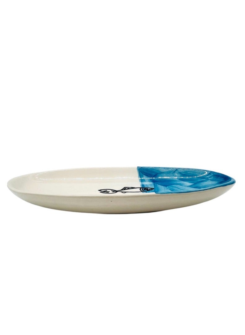 AKDC Oval Ceramic Plate 20cm*9.5cm*2.5cm, Sardine Blue - Image 3