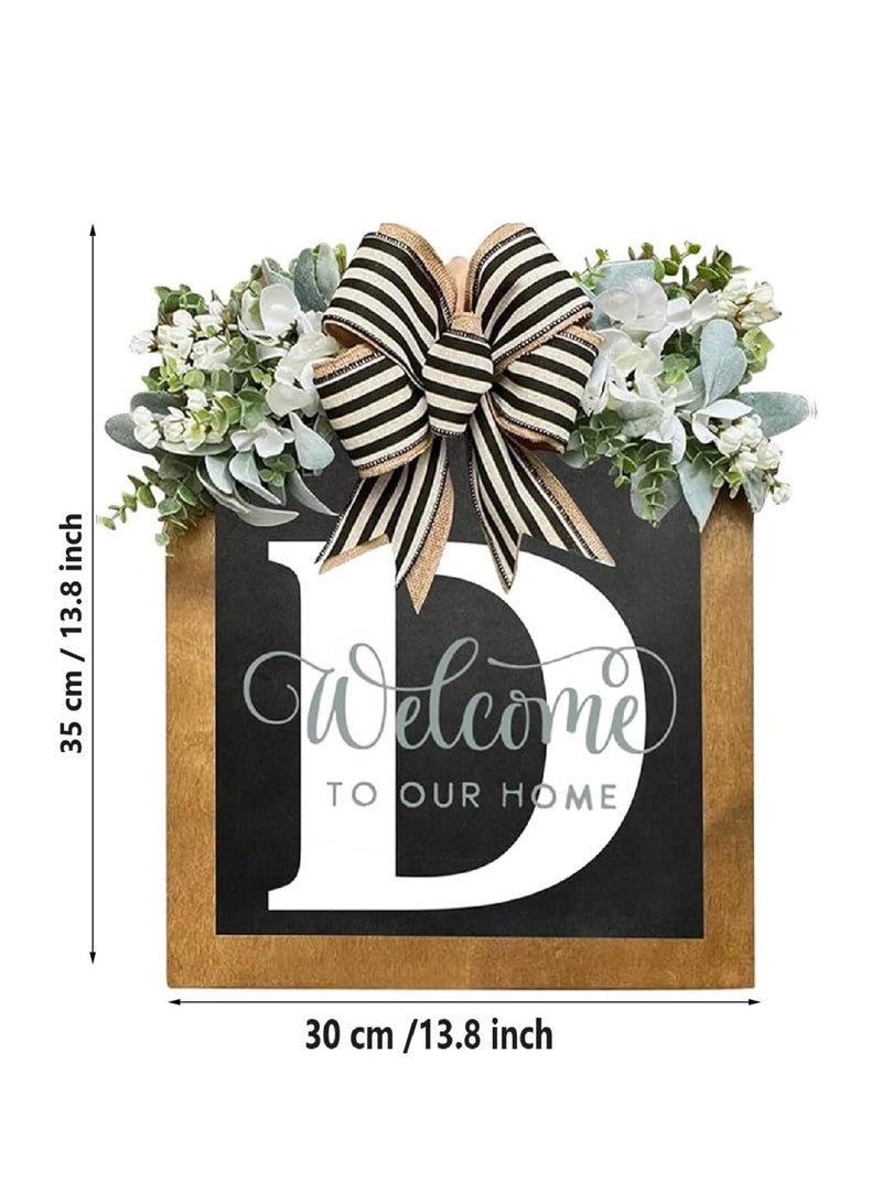 Bluejw Welcome Sign Creative Bowknot Letter Wreath In Front Of The Door Outdoor Decoration Props For The Courtyard 30x35CM - Image 2