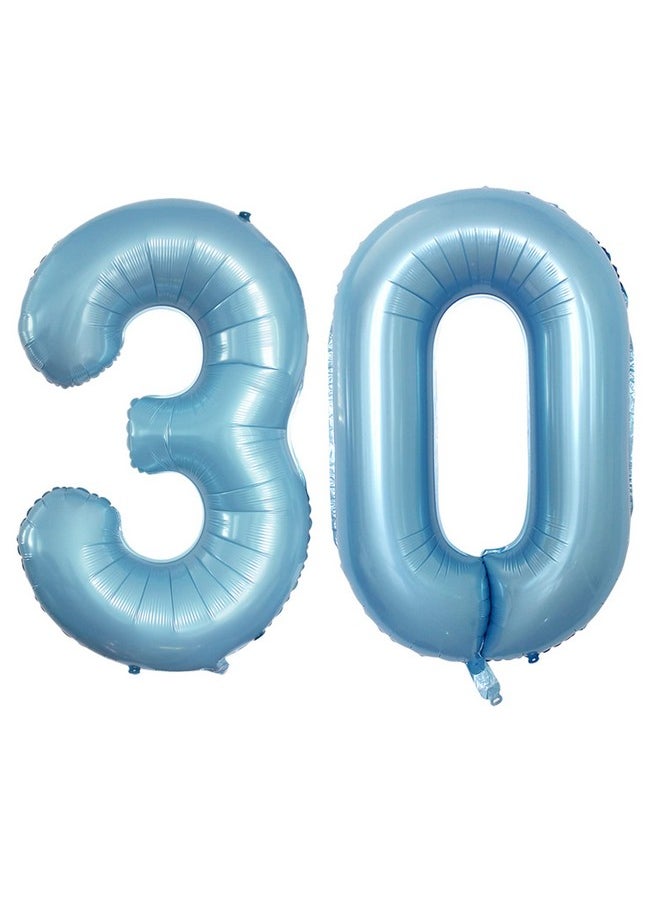GOER 42 Inch Light Blue Number 30 Balloonsjumbo Foil Helium Balloons For 30Th Birthday Party Decorations And Anniversary Event  - Image 1