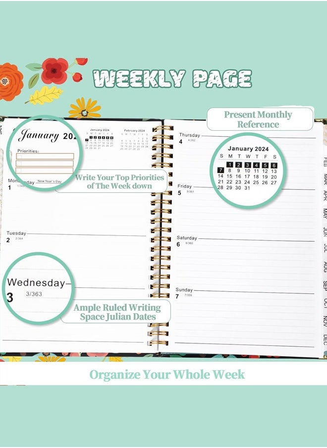 Royee 2024 Academic Planner, Weekly and Monthly Planner with Tabs, Inner Pocket and Hardcover  - Image 5