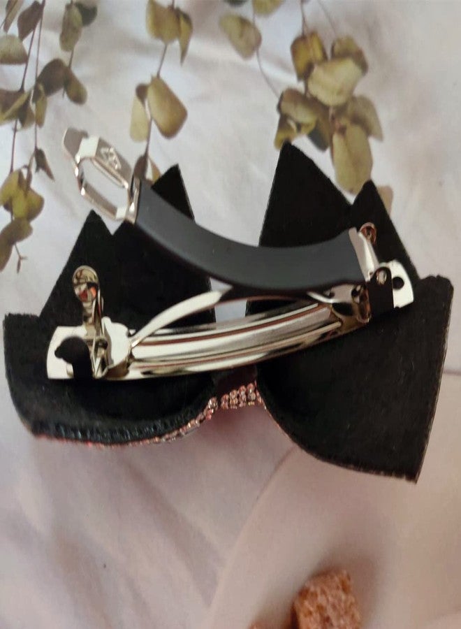 Jilukibo Bling Rhinestone Bow Hair Clip for Ponytail Holder, White Crystal Bowknot Spring Clip French Side Hair Barrettes Hair Pins Accessories for Women - Image 3