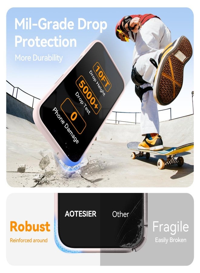 أوتيسير جراب مغناطيسي من AOTESIER لهاتف iPhone 16، [متوافق مع MagSafe] [حماية الكاميرا]، جراب هاتف من السيليكون الآمن غذائيًا مع [واقي شاشة]، بطانة واقية مضادة للخدش، 6.1 بوصة، وردي طباشيري - Image 4