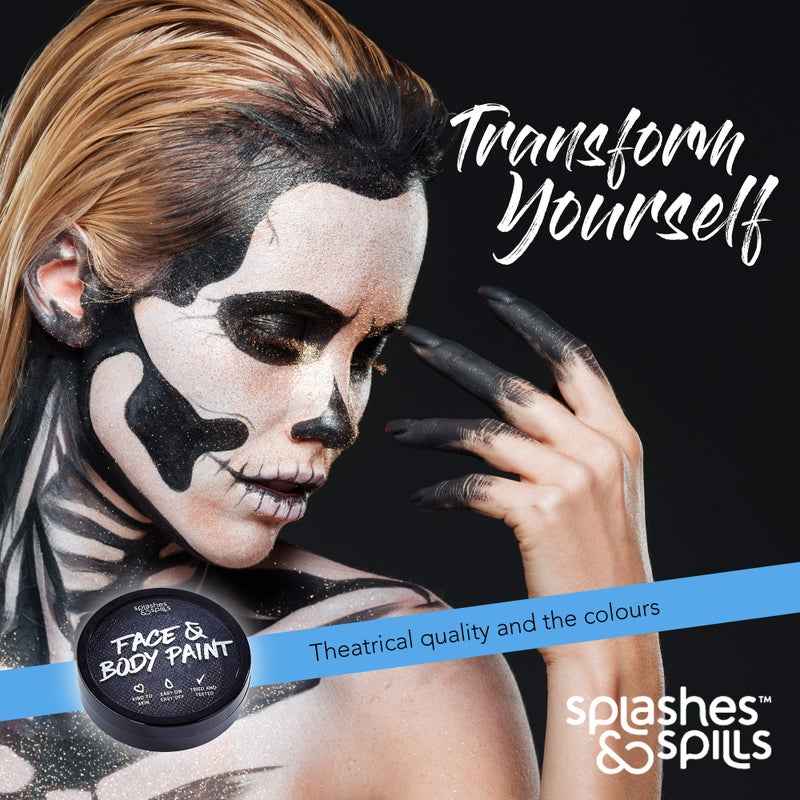 Splashes & Spills Water Activated SFX Face and Body Paint - Black Face Paint, Special Effects Makeup 18g Cake Tub - Pretend Costume and Dress Up Makeup - Great For Halloween Party and Cosplay by Splashes & Spills - Image 5