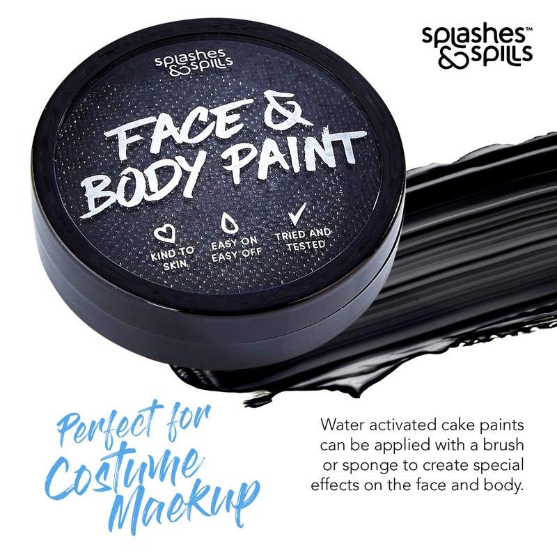 Splashes & Spills Water Activated SFX Face and Body Paint - Black Face Paint, Special Effects Makeup 18g Cake Tub - Pretend Costume and Dress Up Makeup - Great For Halloween Party and Cosplay by Splashes & Spills - Image 4