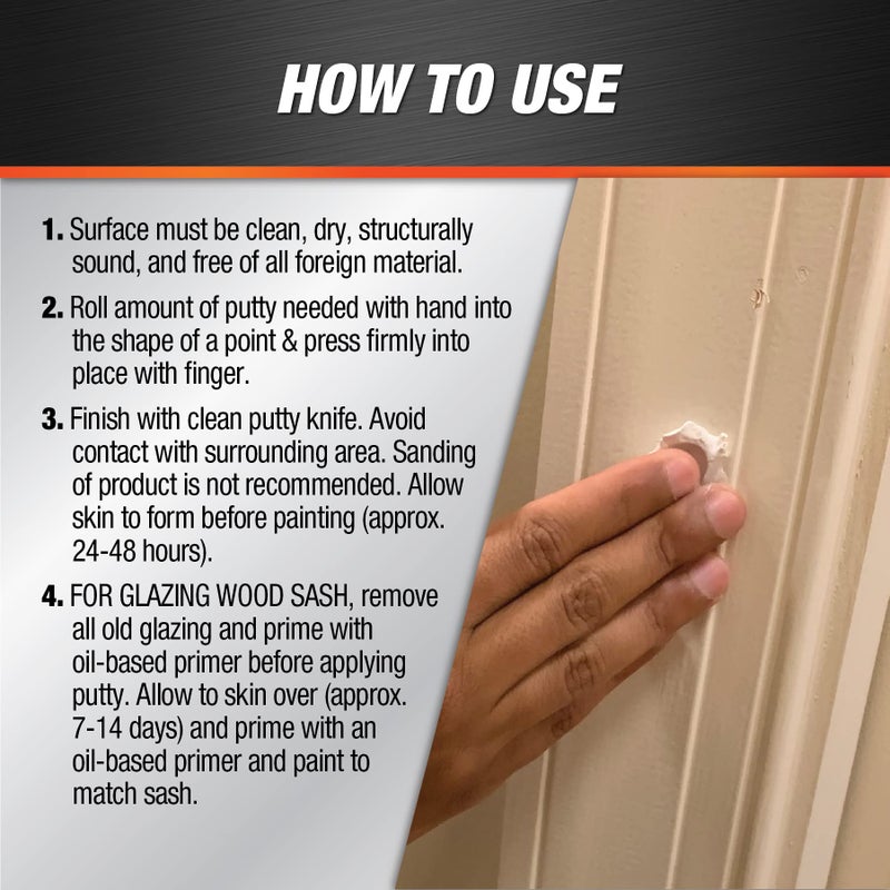 DAP 7079812240 Painters Putty Hp Raw Building Material, 1/2 Pint, White, 96 Fl Oz - Image 2