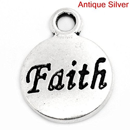JGFinds Faith Message Charms, Silver Tone, Bulk 50 Pack - Great for DIY Jewelry Making Earrings, Bracelets or Necklace - Image 4