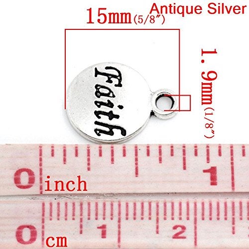 JGFinds Faith Message Charms, Silver Tone, Bulk 50 Pack - Great for DIY Jewelry Making Earrings, Bracelets or Necklace - Image 2