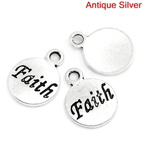JGFinds Faith Message Charms, Silver Tone, Bulk 50 Pack - Great for DIY Jewelry Making Earrings, Bracelets or Necklace - Image 3