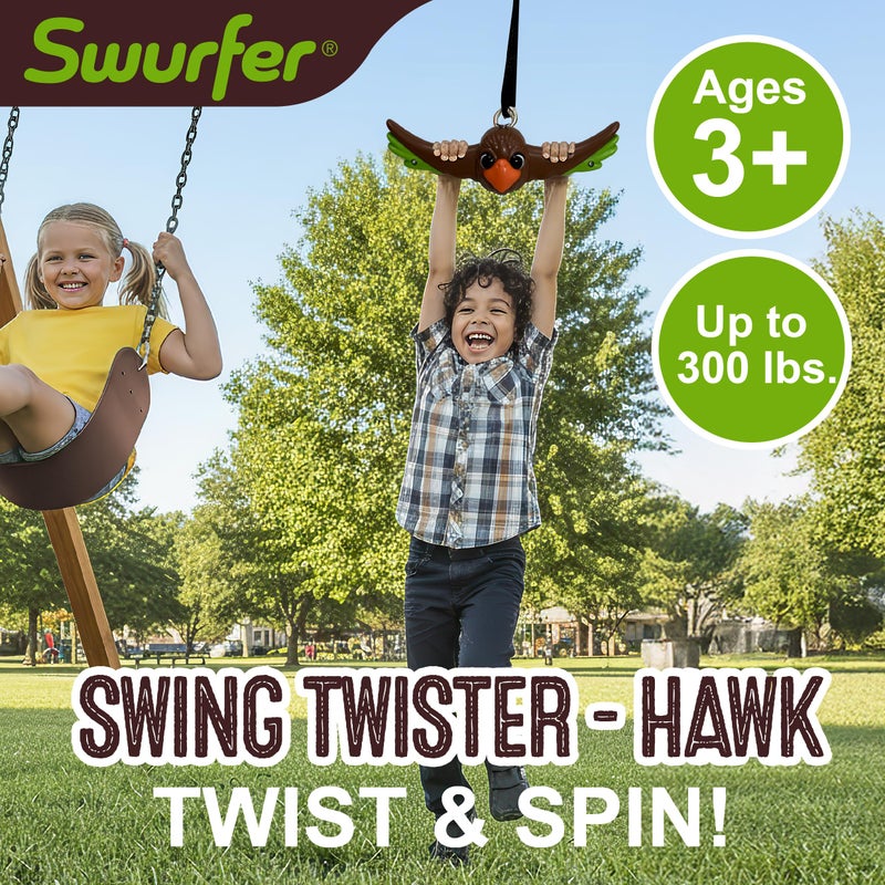 Swurfer Ninja Twister Swing Spins Set - 360Â° Twist Spin Toy, Swing Set Accessories for Backyard, Kids Outdoor Toys, Playground Hang Toys, Easy Install, Adjust Height, Durable, Up to 300lbs, Hawk - Image 2