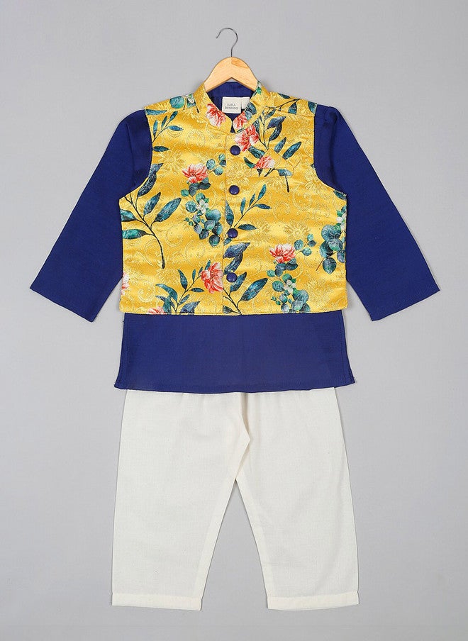 Saka Designs Boys Pure Cotton Kurta Set with Jacket - Image 2