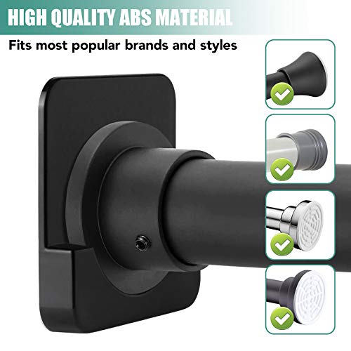 CANRAY 4 Pack Black Shower Curtain Rod Holder for Wall Mount | Adhesive Shower Rod Tension Retainer for Tile | No Drilling | Stick On | (Shower Curtain Rod Not Included) - Image 2