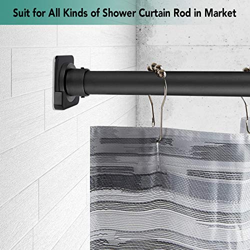 CANRAY 4 Pack Black Shower Curtain Rod Holder for Wall Mount | Adhesive Shower Rod Tension Retainer for Tile | No Drilling | Stick On | (Shower Curtain Rod Not Included) - Image 4