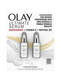 Olay Olay Ultimate Niacinamide + Vitamin E + Peptide 24 Hydrating Serum, 1.3oz (2 Ct)  - Image 1