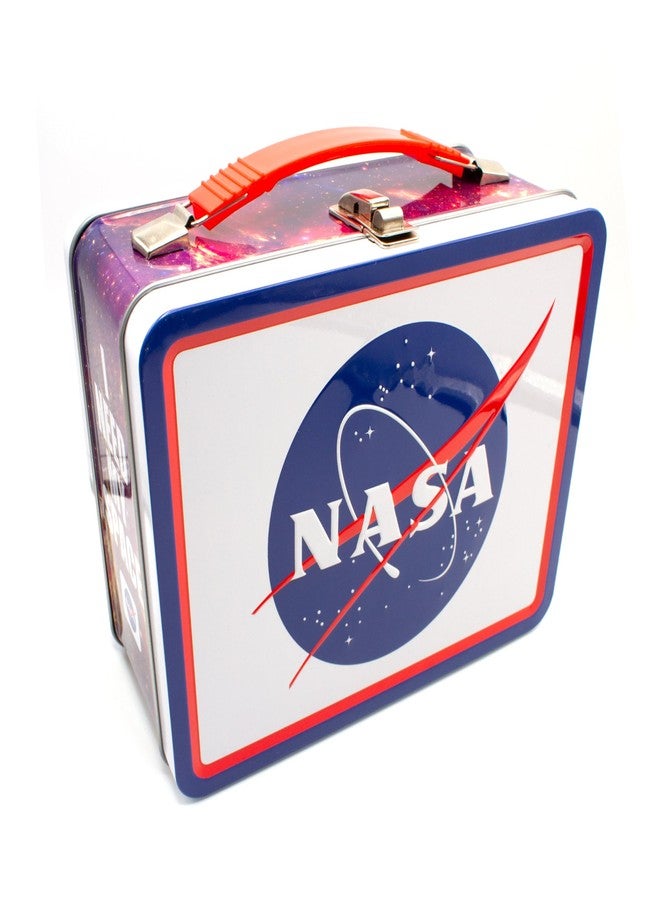 AQUARIUS NASA Logo Large Fun Box - Sturdy Tin Storage Box with Plastic Handle & Embossed Front Cover - Officially Licensed NASA Merchandise and Collectible Gift for Kids, Teens & Adults, 8" - Image 1