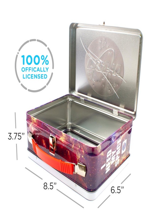 AQUARIUS NASA Logo Large Fun Box - Sturdy Tin Storage Box with Plastic Handle & Embossed Front Cover - Officially Licensed NASA Merchandise and Collectible Gift for Kids, Teens & Adults, 8" - Image 2