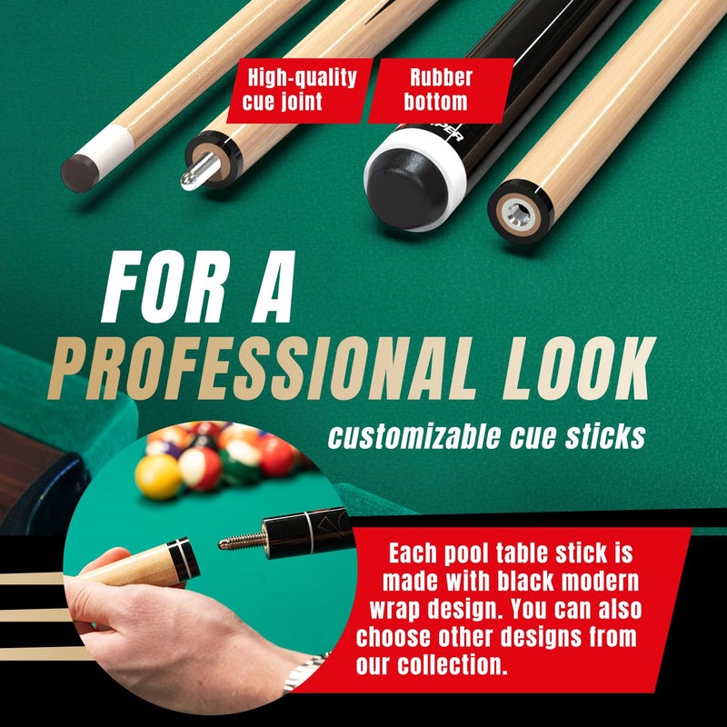Prosniper Premium Pool Sticks Set of 4 | 58-Inch, 19-Oz Canadian Ashwood Pool Cue with Low-Deflection Shaft & 4 Extra Chalks | Pro-Grade Billiard Cue for Home & Bar Play - Image 4