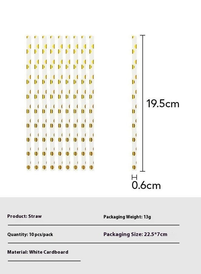 White and Gold Party Disposable Tableware Set for 10 Guests, Gold Paper Plates and Napkins Party Supplies Set Gold Dot Tablecloth - Image 4