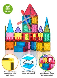 Jasonwell 100Pcs Magnetic Tiles Building Blocks Set For Boys Girls Preschool Educational Magnet Construction Kit Stacking Stem Toys Christmas Birthday Gift For Kids Toddler 3 4 5 6 7 8 9 10 + Year Old  - Image 4