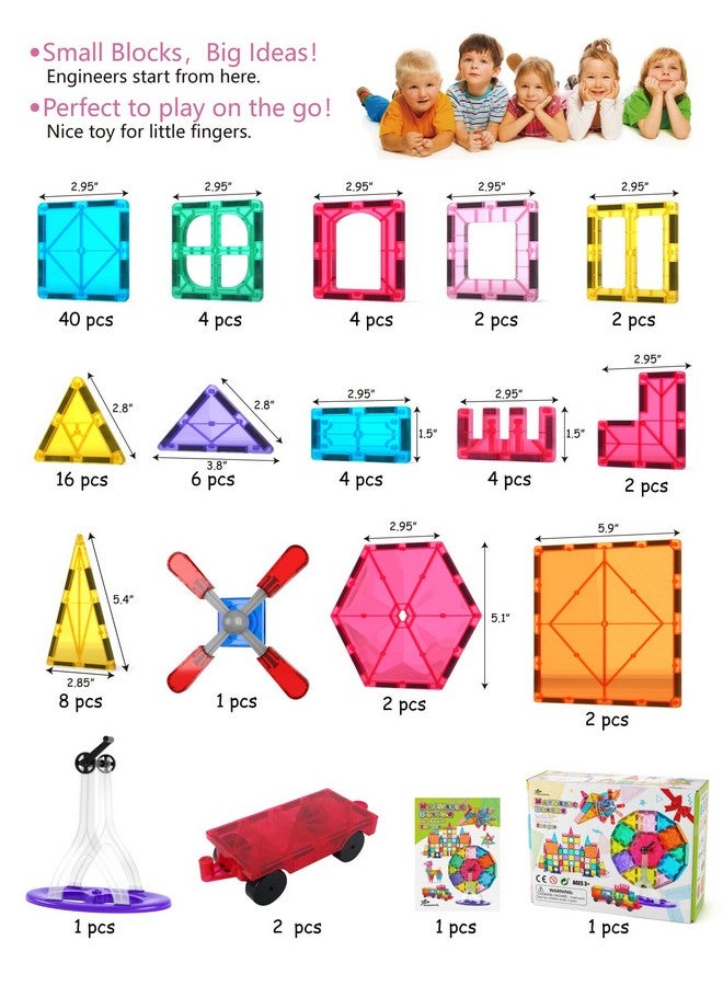 Jasonwell 100Pcs Magnetic Tiles Building Blocks Set For Boys Girls Preschool Educational Magnet Construction Kit Stacking Stem Toys Christmas Birthday Gift For Kids Toddler 3 4 5 6 7 8 9 10 + Year Old - Image 5