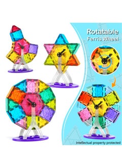 Jasonwell 100Pcs Magnetic Tiles Building Blocks Set For Boys Girls Preschool Educational Magnet Construction Kit Stacking Stem Toys Christmas Birthday Gift For Kids Toddler 3 4 5 6 7 8 9 10 + Year Old  - Image 2