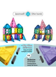 Jasonwell 100Pcs Magnetic Tiles Building Blocks Set For Boys Girls Preschool Educational Magnet Construction Kit Stacking Stem Toys Christmas Birthday Gift For Kids Toddler 3 4 5 6 7 8 9 10 + Year Old  - Image 3