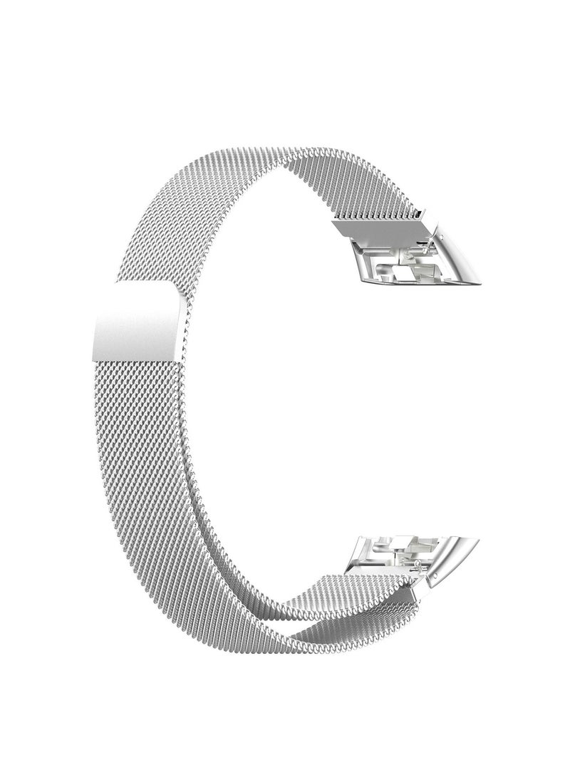Replacement Strap Compatible with Huawei Band 6 Strap Metal Stainless Steel Replacement Bracelet Strap Band for Huawei Band 6 Metal Mesh Band Quick Release Wristbands (Silver) - Image 1