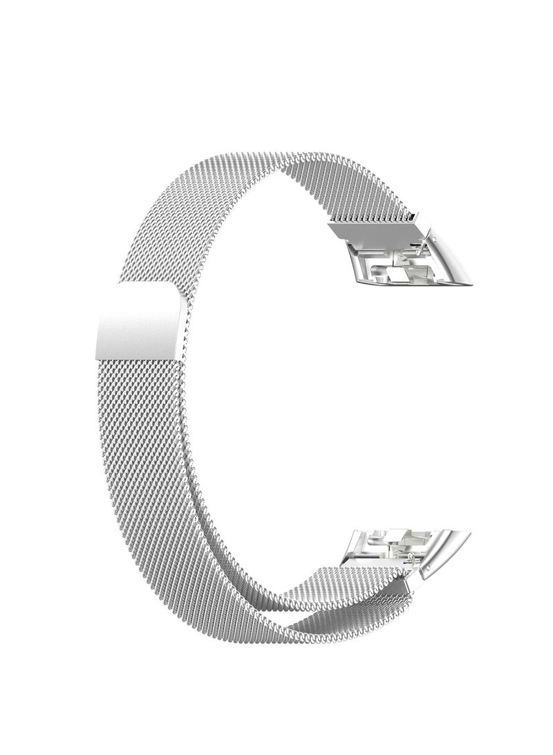 Replacement Strap Compatible with Huawei Band 6 Strap Metal Stainless Steel Replacement Bracelet Strap Band for Huawei Band 6 Metal Mesh Band Quick Release Wristbands (Silver) - Image 2