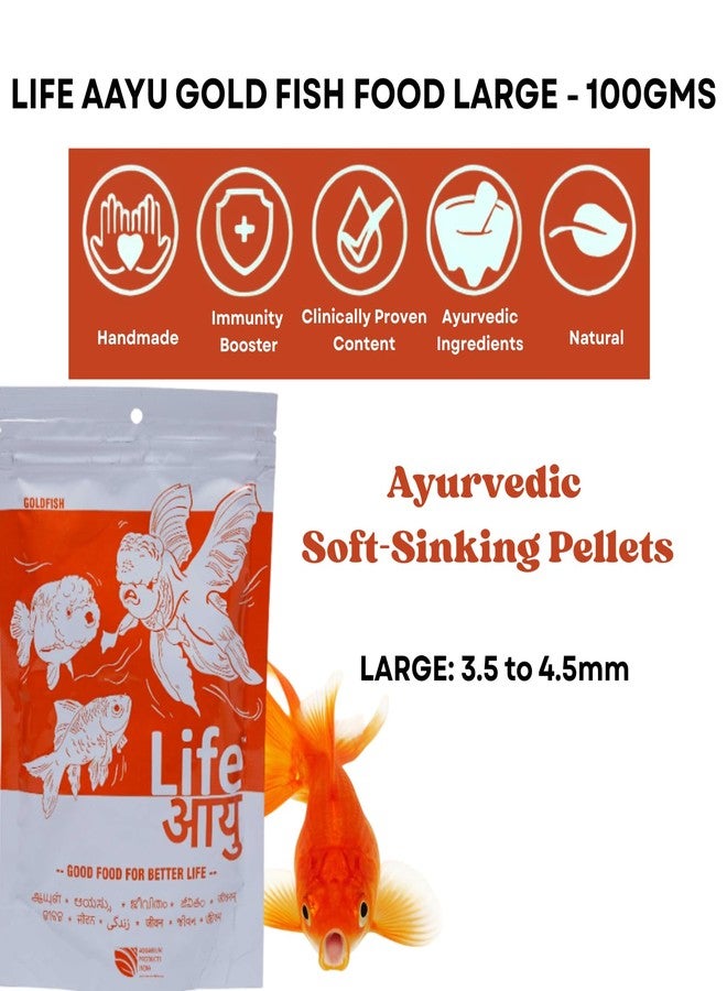 7pets Life AAYU Gold Fish Food | Ayurvedic Soft-Sinking Pellets with Tulsi, Papaya & Paprika | for All Fish Sizes (Large, 100gms) - Image 2