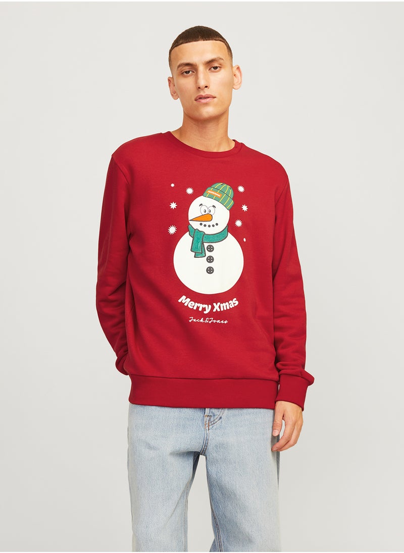 JACK & JONES Jjxmas Snow Man Print Sweatshirts  - Image 1
