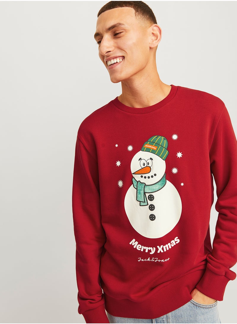JACK & JONES Jjxmas Snow Man Print Sweatshirts  - Image 3