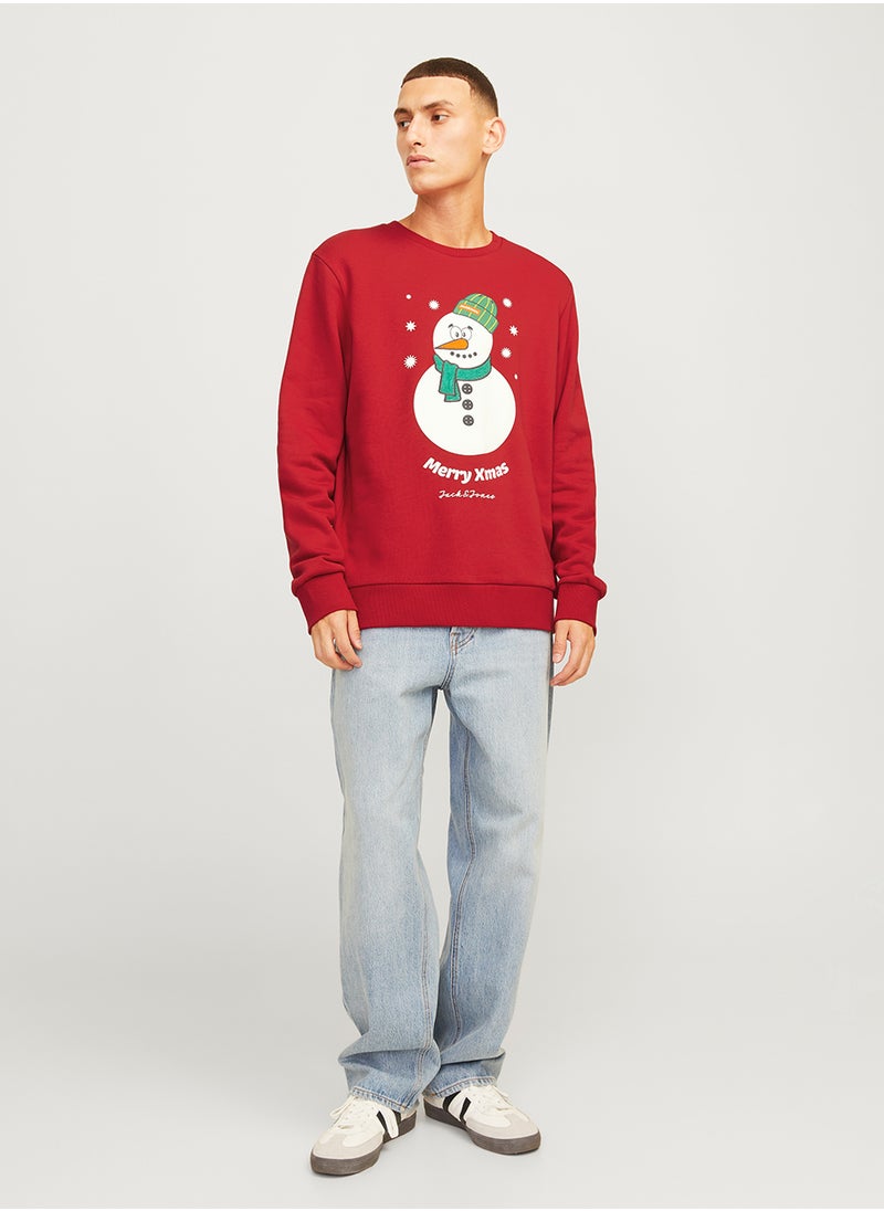 JACK & JONES Jjxmas Snow Man Print Sweatshirts  - Image 4