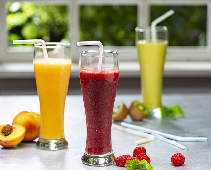 Comfy Package [200 Pack] Flexible Disposable Plastic Drinking Straws - 7.75" High - Assorted Colors Striped - Image 3