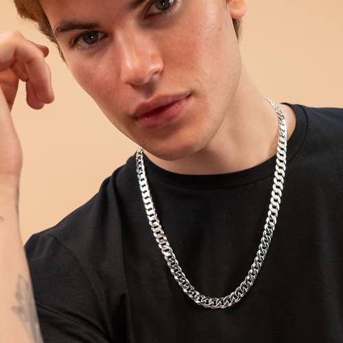 QUADRI - Extra Shiny Mens Cuban Link Chain 10mm in 925 Sterling Silver Italian Diamond Cut Necklace - 22 Inch - Premium Quality Jewelry - Gift Box Included - Image 4