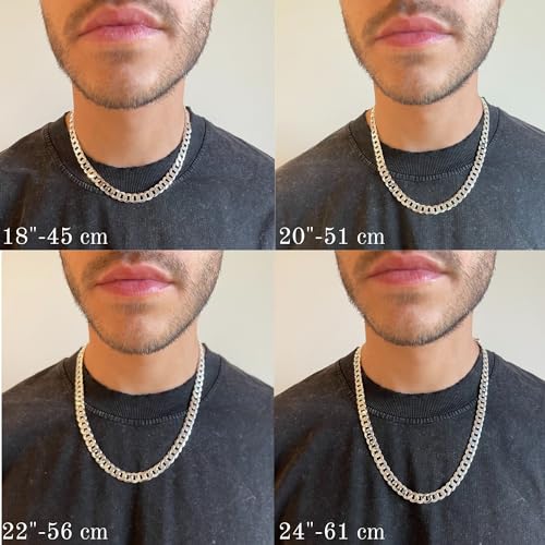 QUADRI - Extra Shiny Mens Cuban Link Chain 10mm in 925 Sterling Silver Italian Diamond Cut Necklace - 22 Inch - Premium Quality Jewelry - Gift Box Included - Image 5