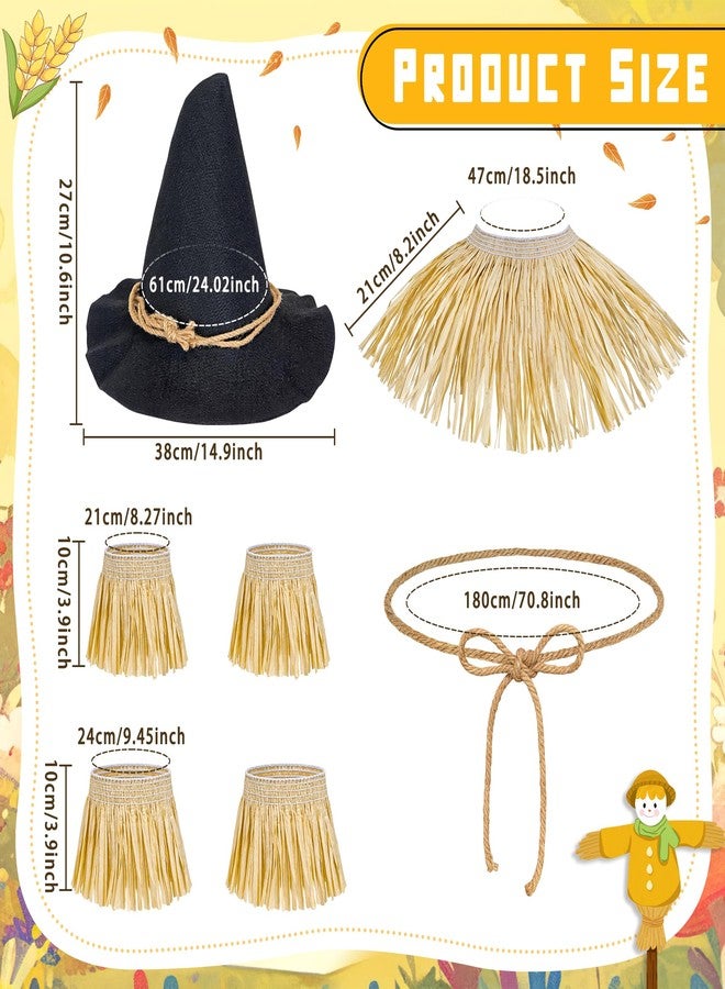 Horolam 7PCS Scarecrow Costume Accessories, Straw Set and Scarecrow Hat for Adult for Cosplay Dress Up - Image 2