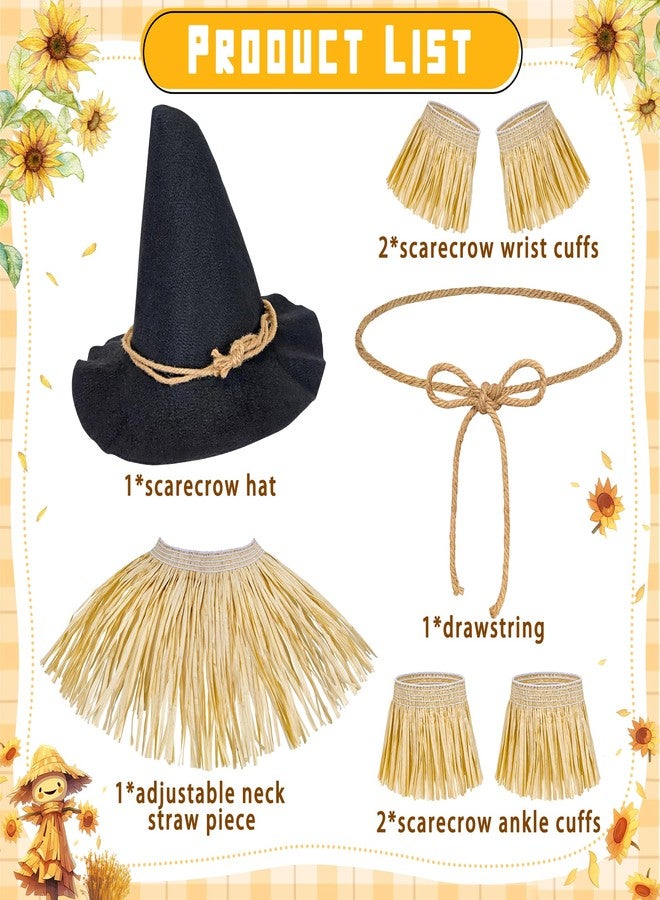 Horolam 7PCS Scarecrow Costume Accessories, Straw Set and Scarecrow Hat for Adult for Cosplay Dress Up - Image 3