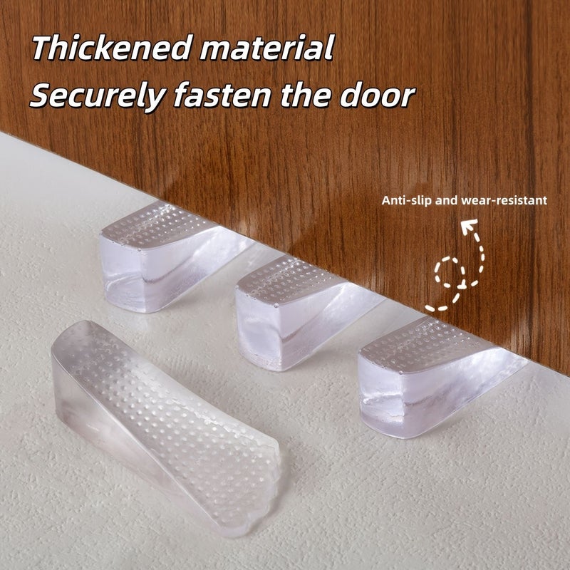 Clear Silicone Door Stoppers 4 Pack for Home Use Wind Resistant No Drill Safety Wedges Non Slip Surface Stackable Design - Image 4