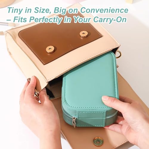 VVRAT V-VRAT LED Makeup Box with Adjustable Light-Up Mirror, 3 Color Light Settings, Dust-Proof Cosmetic Case, Jewelry Organizer and Multi-Compartment Storage Box for Women (Green) - Image 5