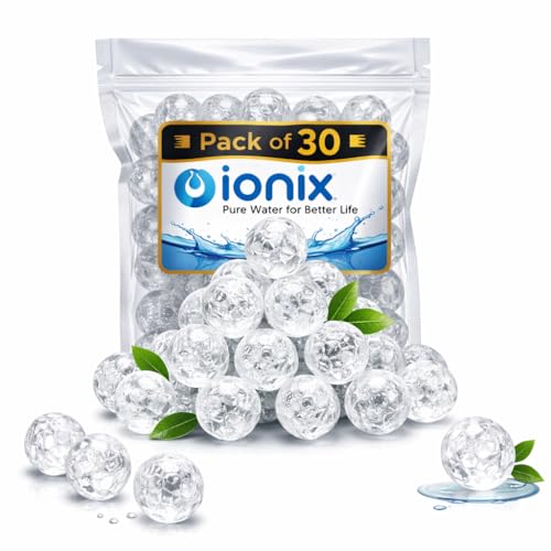IONIX Pack of 30 Antiscalant Solid Balls, Convert Hard to Soft Water, Food Grade Material, Anti Scaling Balls for RO, for Tank, for Washing Machine, 30 Pieces, Transparent - Image 1